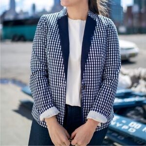 J. Crew Navy and White Checkered Blazer